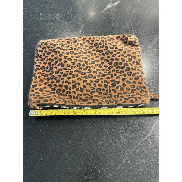 Cheetah Felted clutch, wristlet or cosmetic bag 11" X 9" - Picture 6 of 7